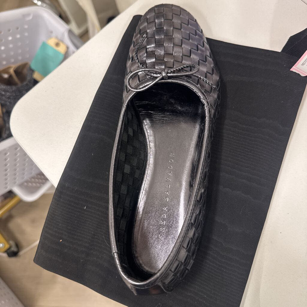 Metallic Leather Woven Flats
