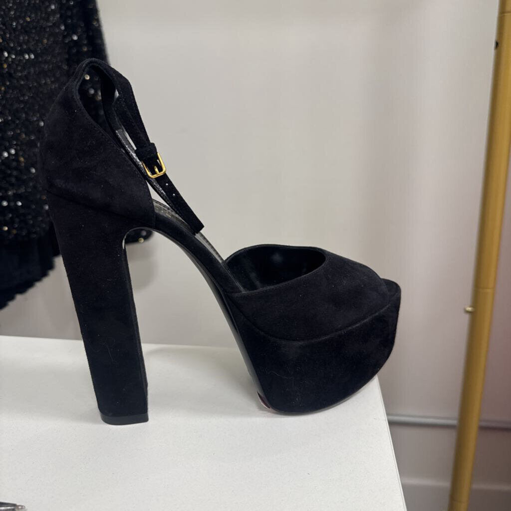 Black Suede Platform Heels