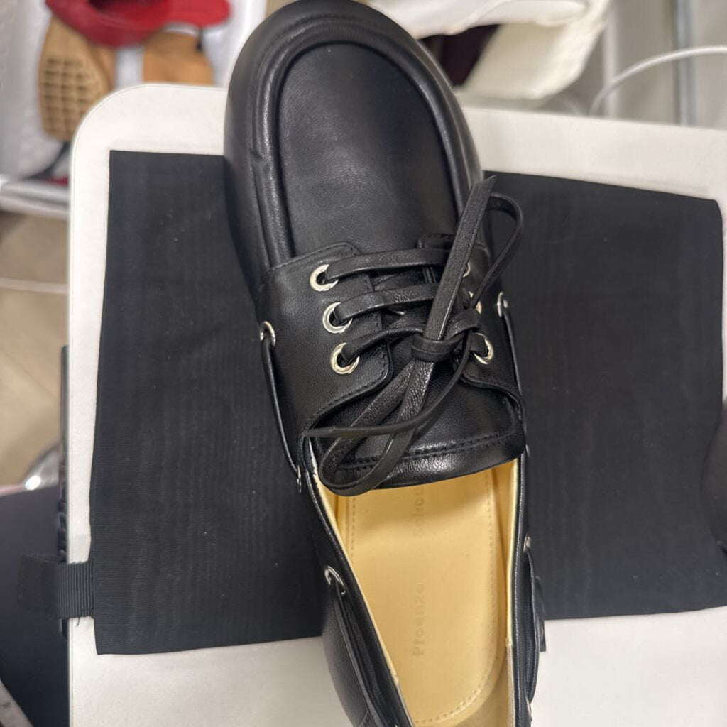 Black Leather Boat Shoes