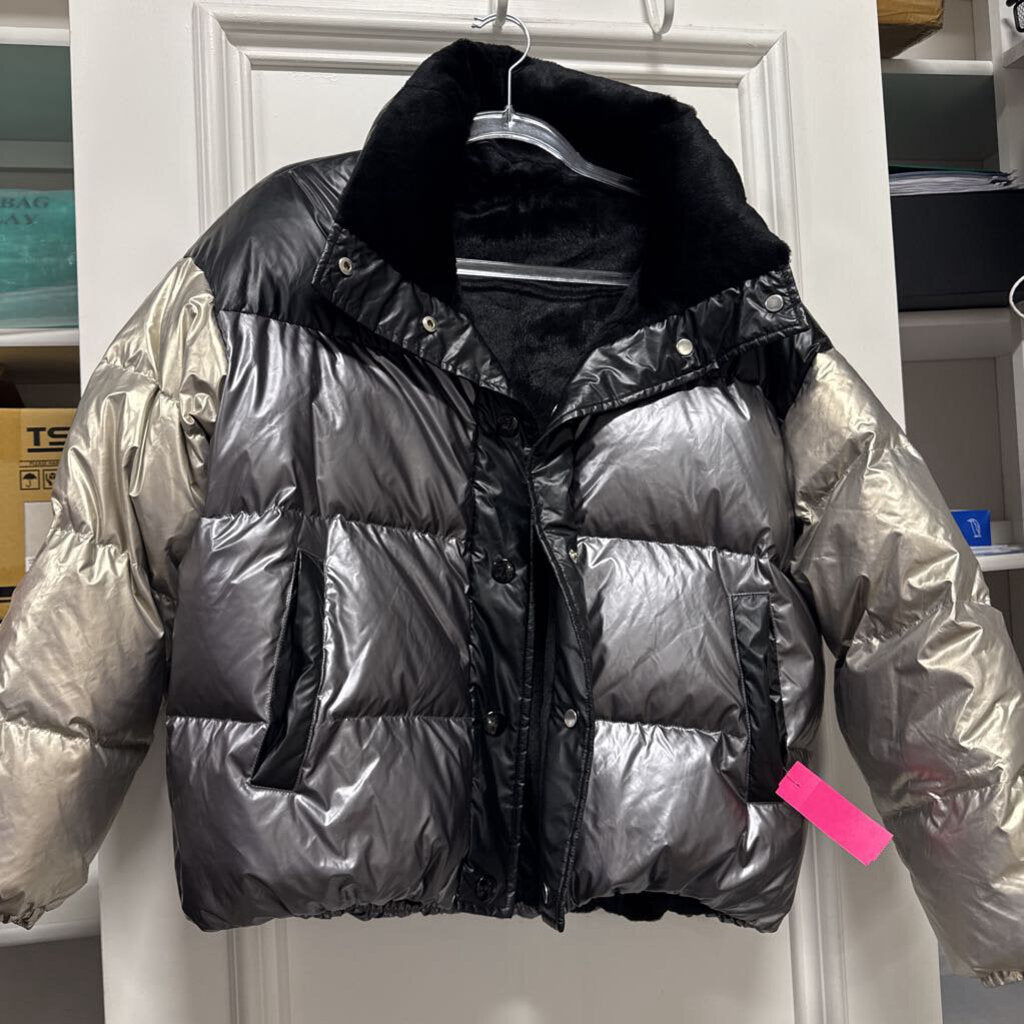 Black/Silver Puffer Coat