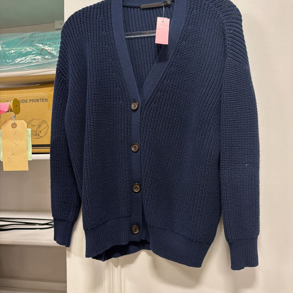 Navy Cotton/Polyamide Cardigan