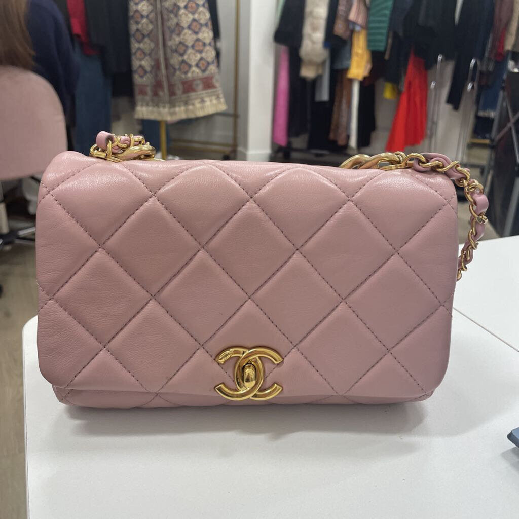 Light Pink Lambskin Flap Bag