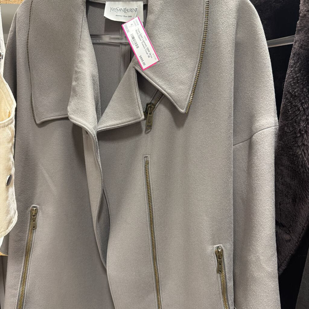 2008 Grey Wool Zipper Trench Coat