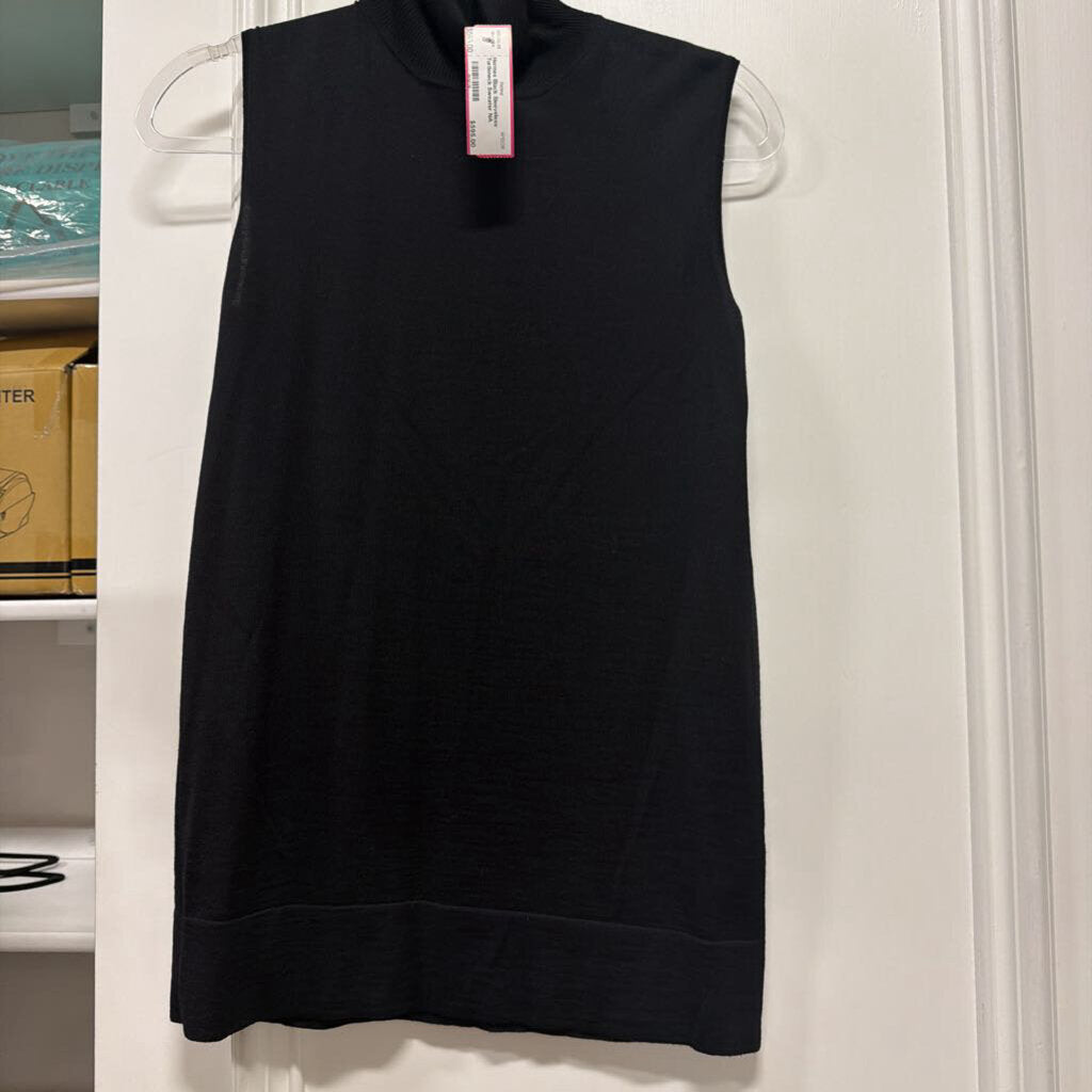 Black Sleeveless Turtleneck Sweater