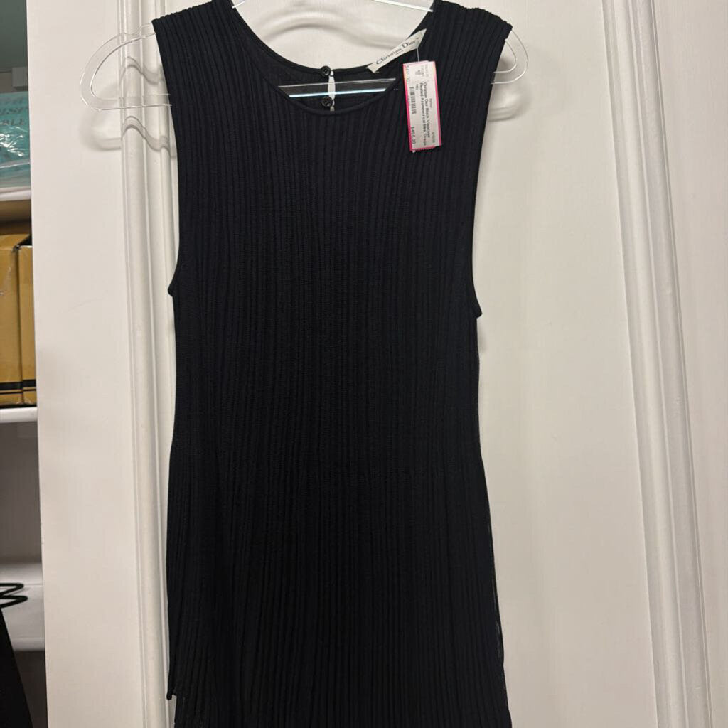 Black Visocsse Pleated Asymmetrical Mini Dress