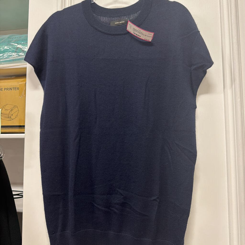 Navy Cashmere/Silk/Cotton SS Sweater