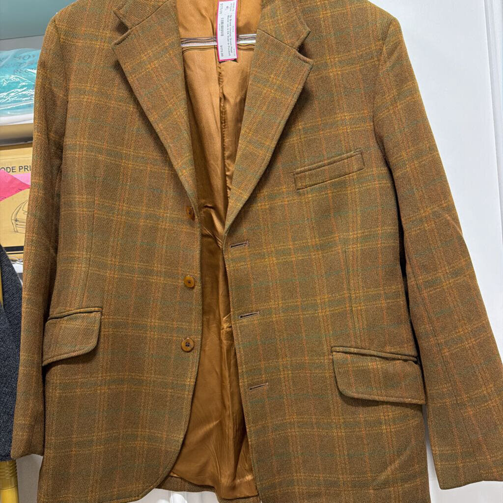 Vinatge Green Plaid Blazer (as is Ink Stain in Pocket)