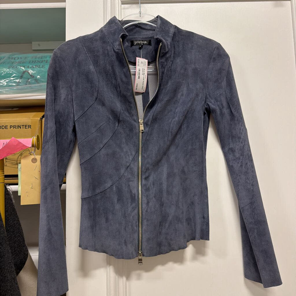 Blue Lamb Suede Fitted Jacket