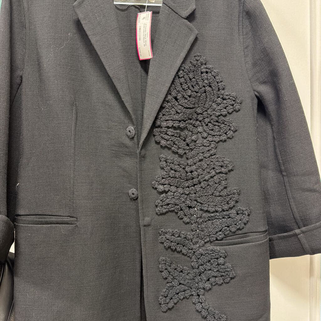 Black Wool Embroidered Blazer