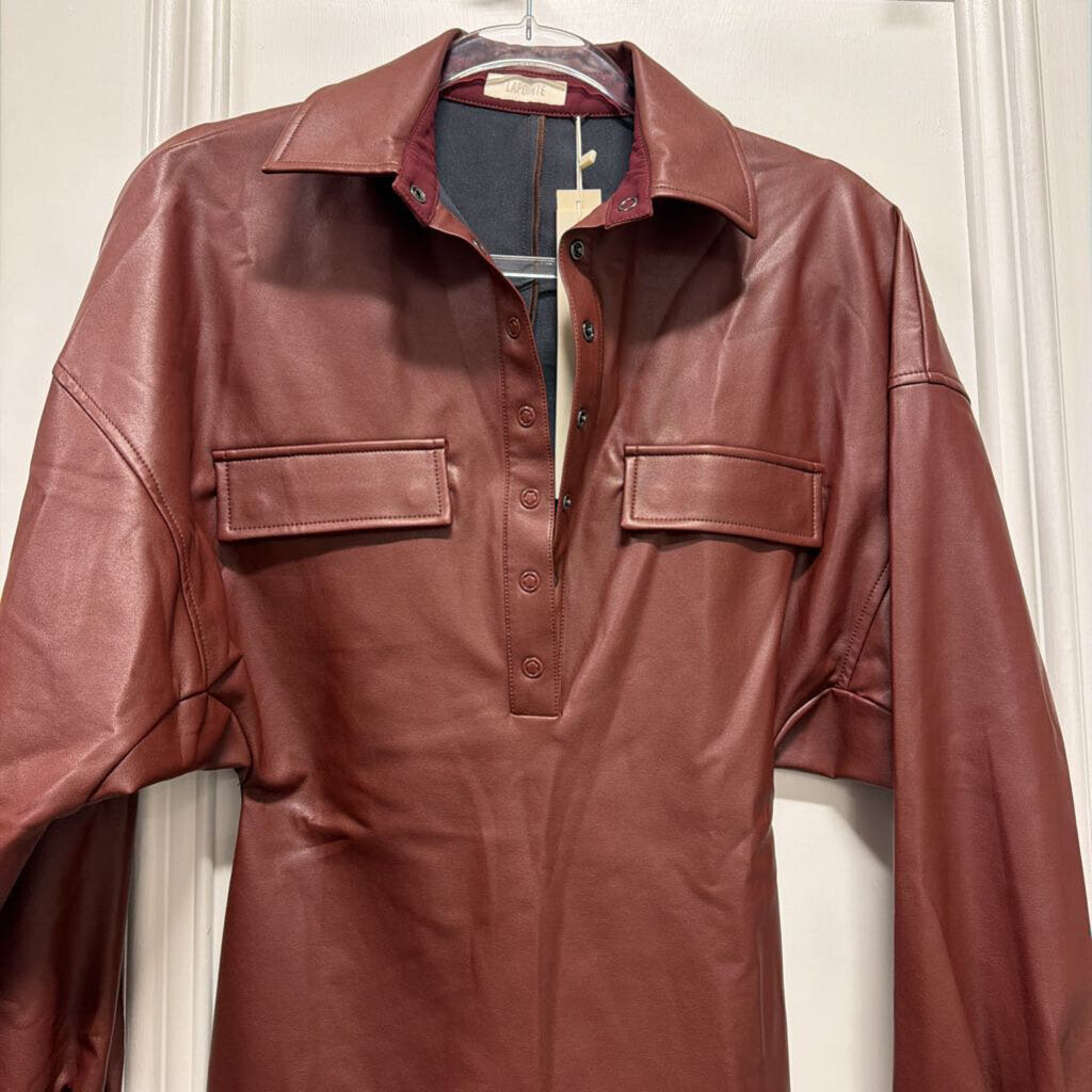 Maroon Poly Vegan Leather Dress (NWT)