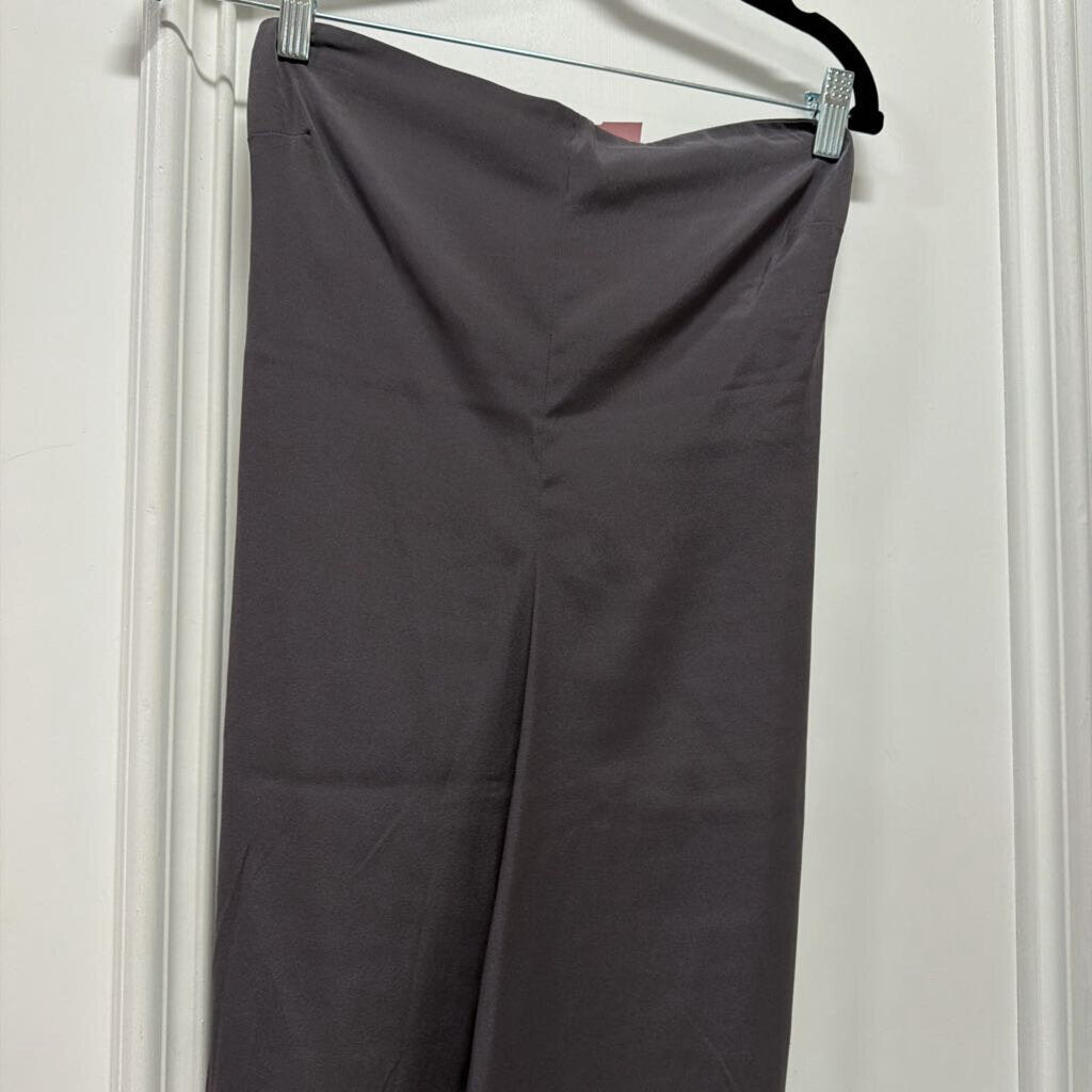 Grey Silk Strapless Dress