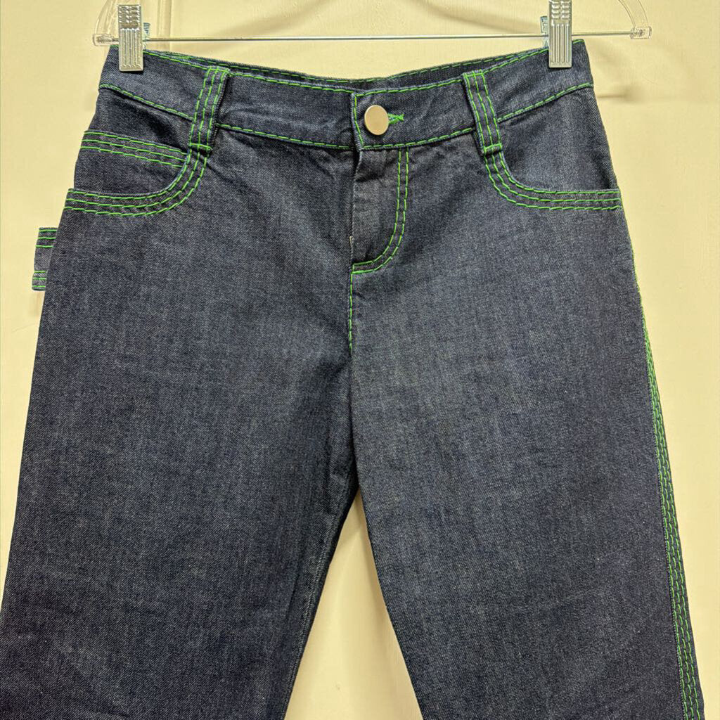 Dark Washed Green Stitching Jean