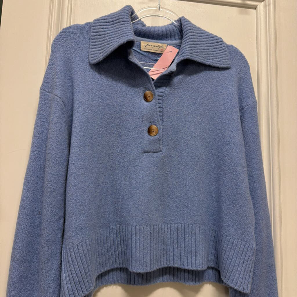 Lt Blue Cotton Blend Sweater