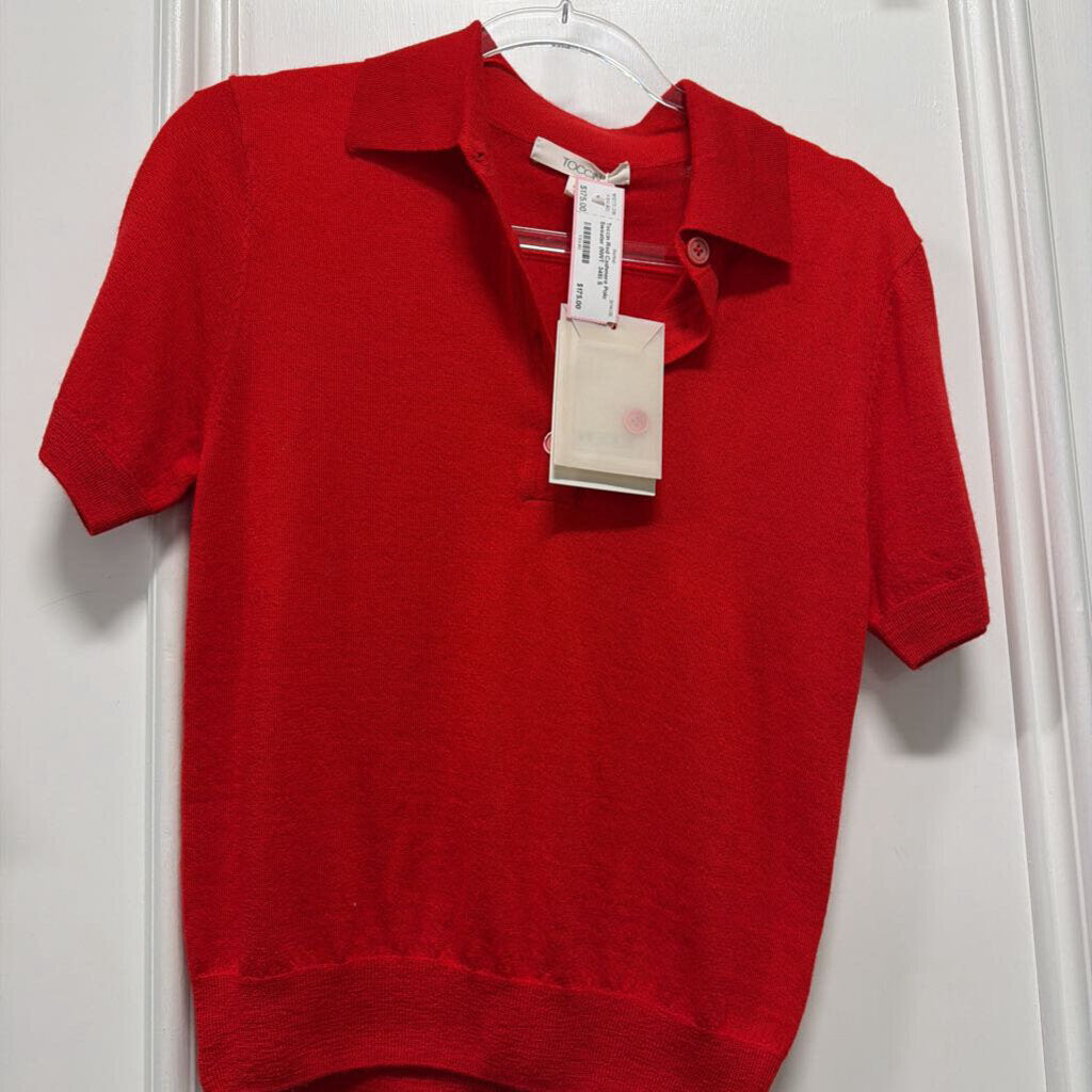 Red Cashmere Polo Sweater (NWT 345)