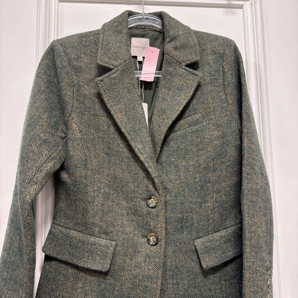 Olive Herringbone Blazer (NWT 398)