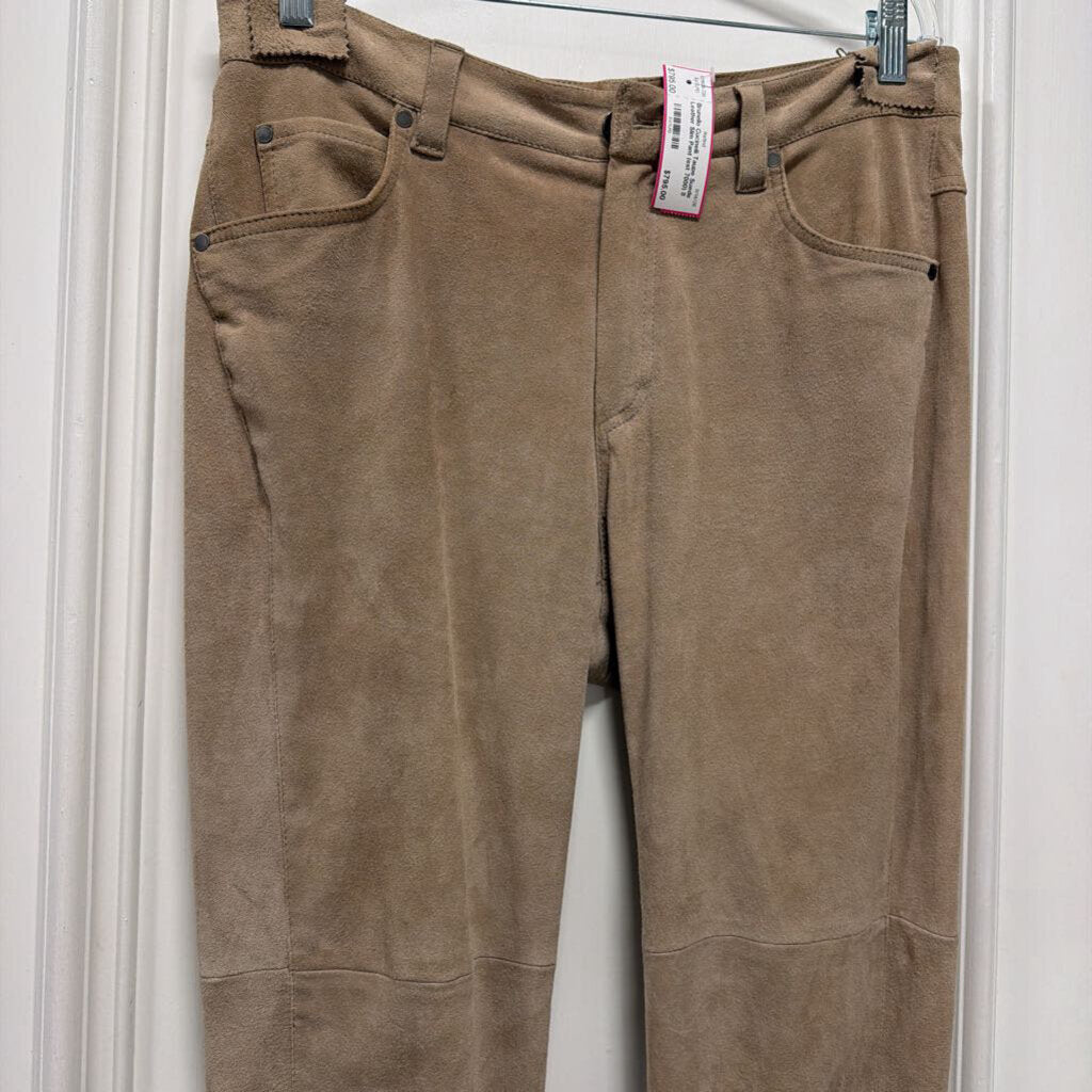 Taupe Suede Leather Slim Pant (est 7000)