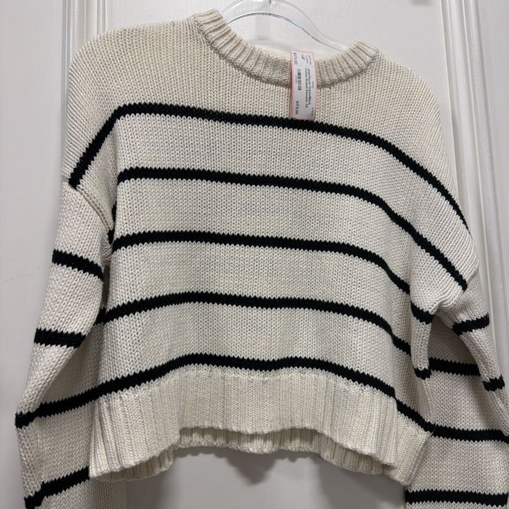 Cream/Black Cotton Striped Sweater
