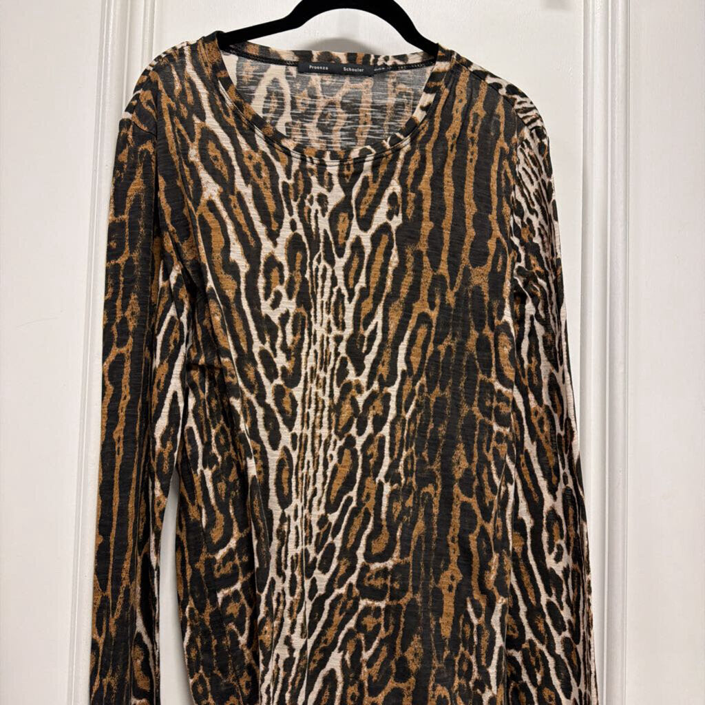 Animal Print Cotton LS Top