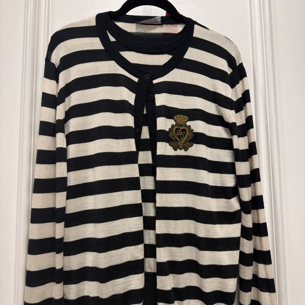 Black/White Cashmere Stripe Tank/Cardigan (SET)