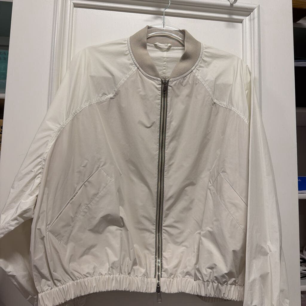 White Poly Bomber Jacket