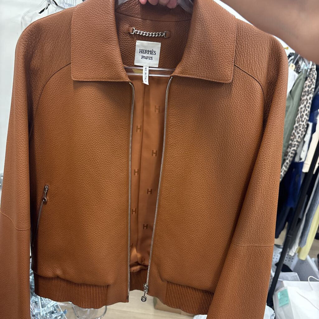 Marron Fauve Leather Short Jacket (11700)