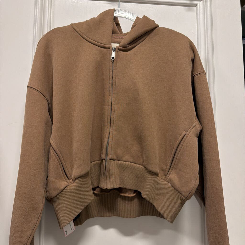 Brown Cotton/Poly Zip Up Hoodie