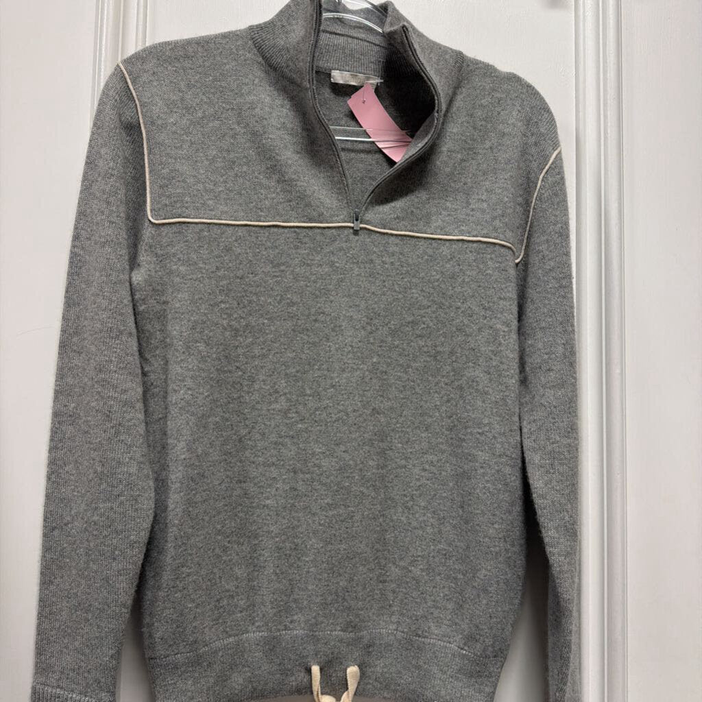 Grey Cashmere Quarter Zip Sweater