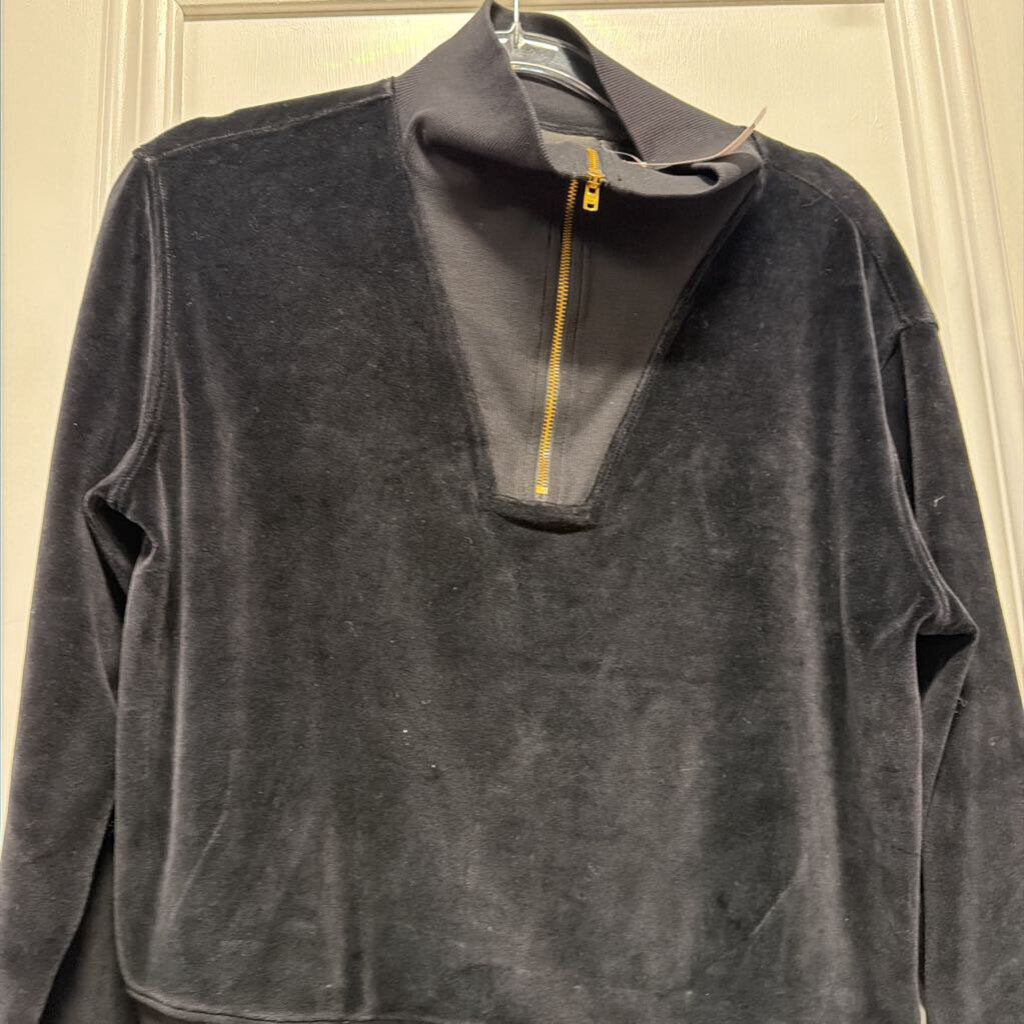 Black Velour Quarter Zip Sweater