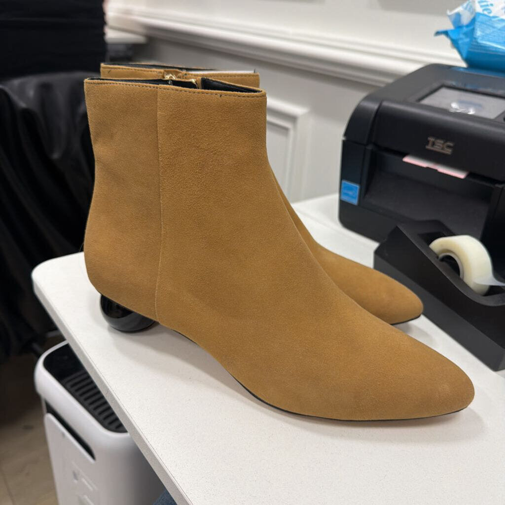 Tan Suede Round Heel Bootie (7.5)