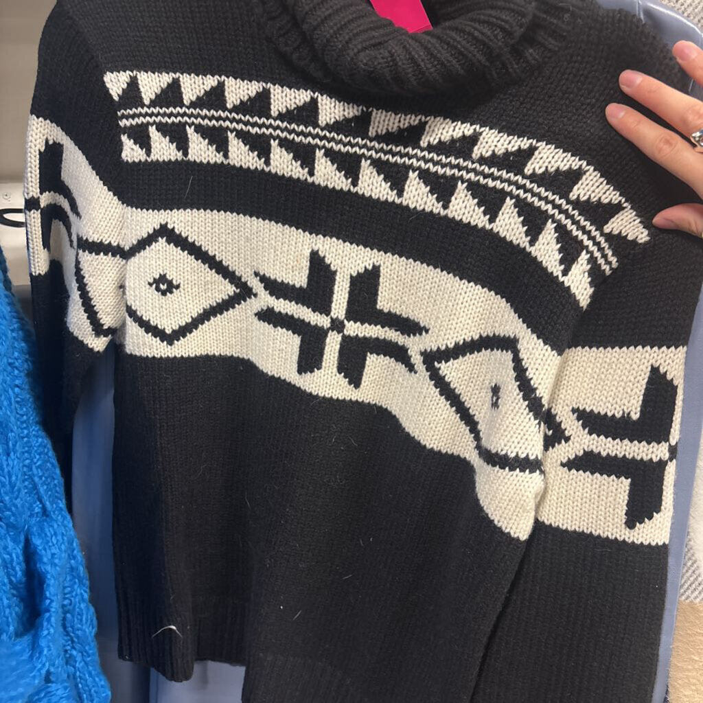 Hand Knit Black Cashmere Turtleneck Sweater