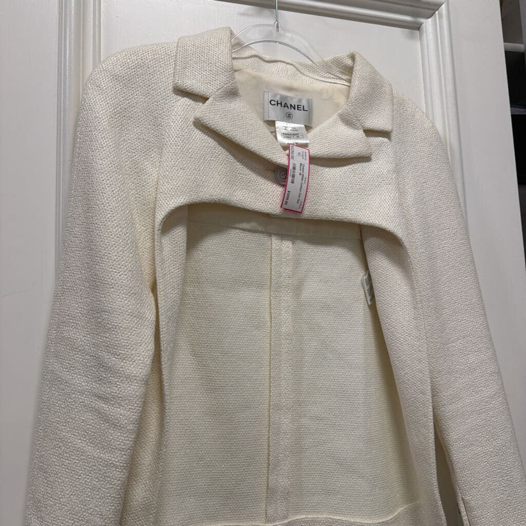White Cotton Cut Out Blazer