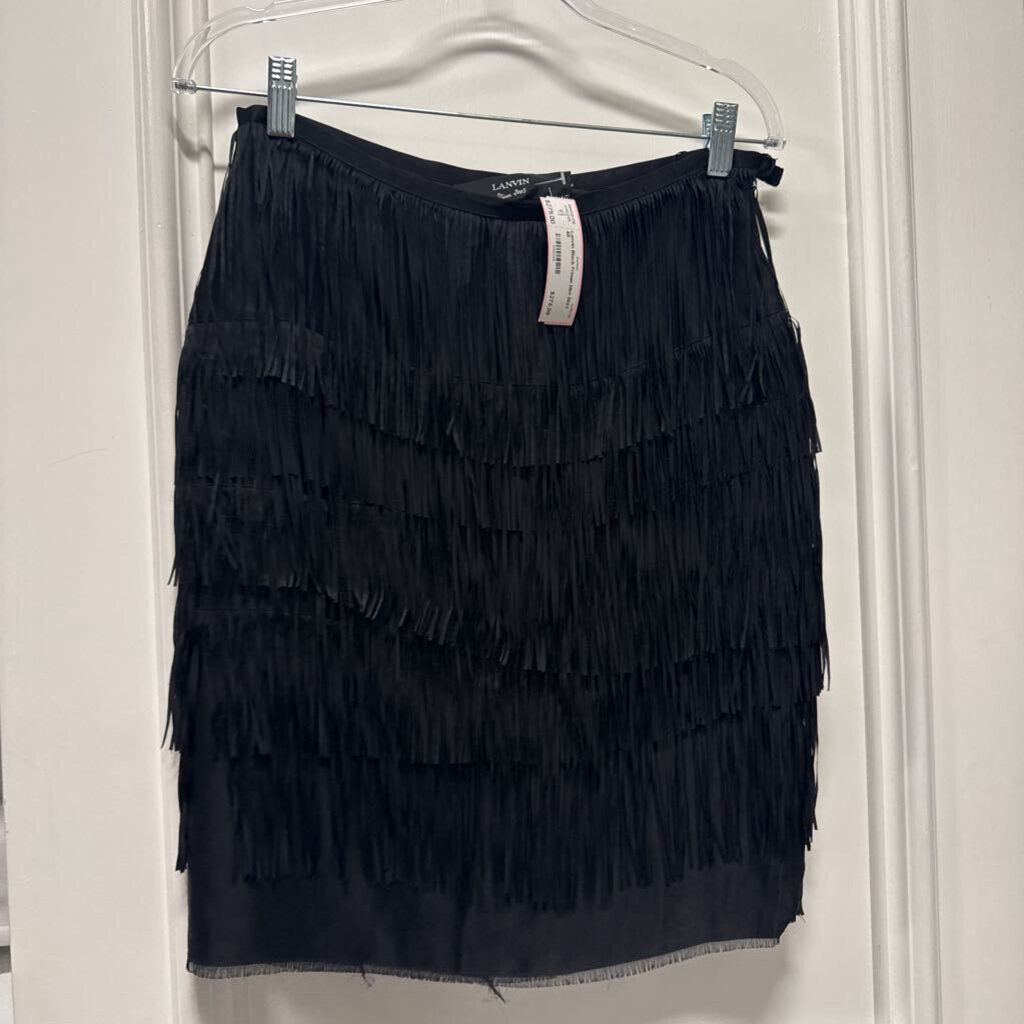 Black Fringe Mini Skirt
