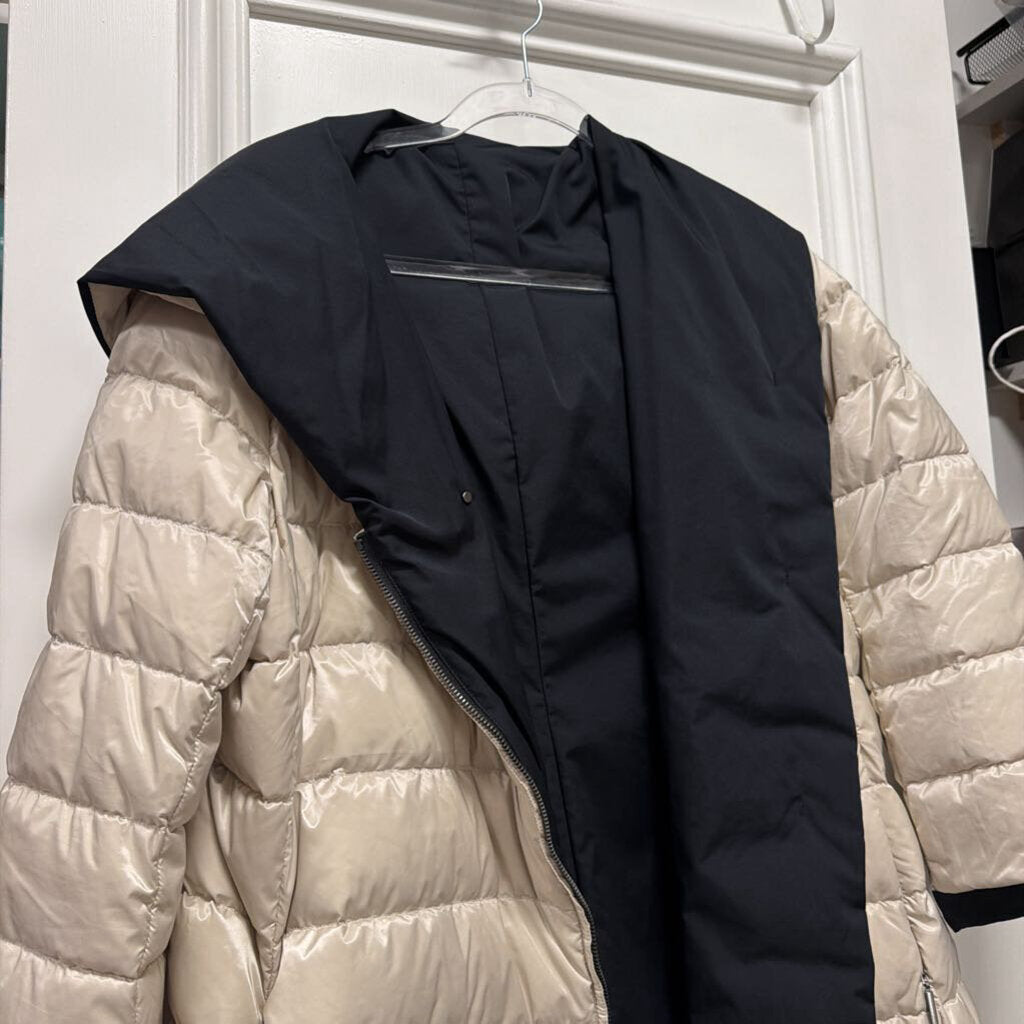 Black/Cream Reversible Belted Coat