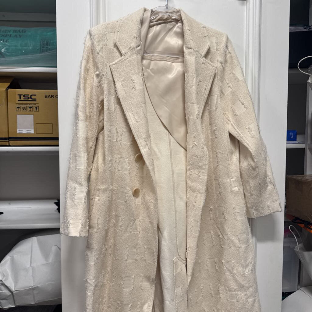 Cream Cotton/Poly Textured Coat