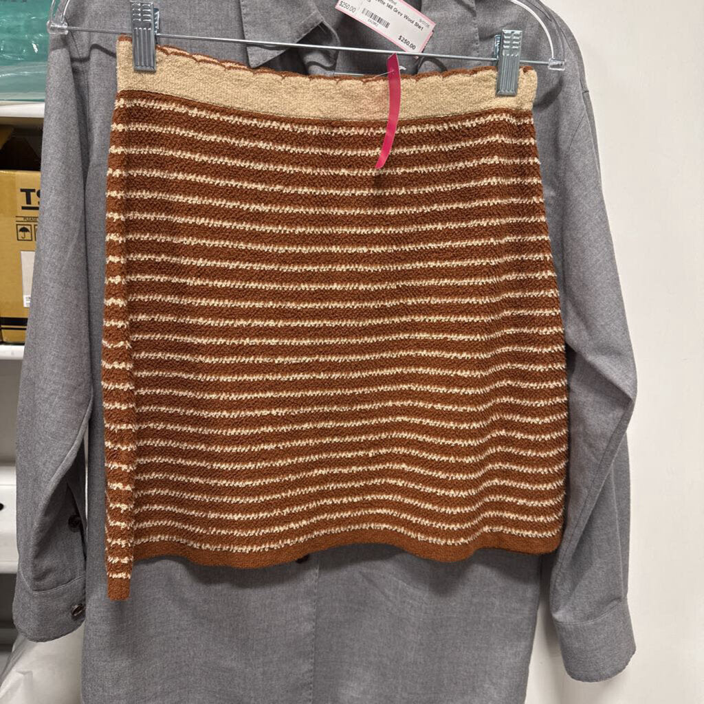 2023 Brown/White Cotton Stripe Skirt