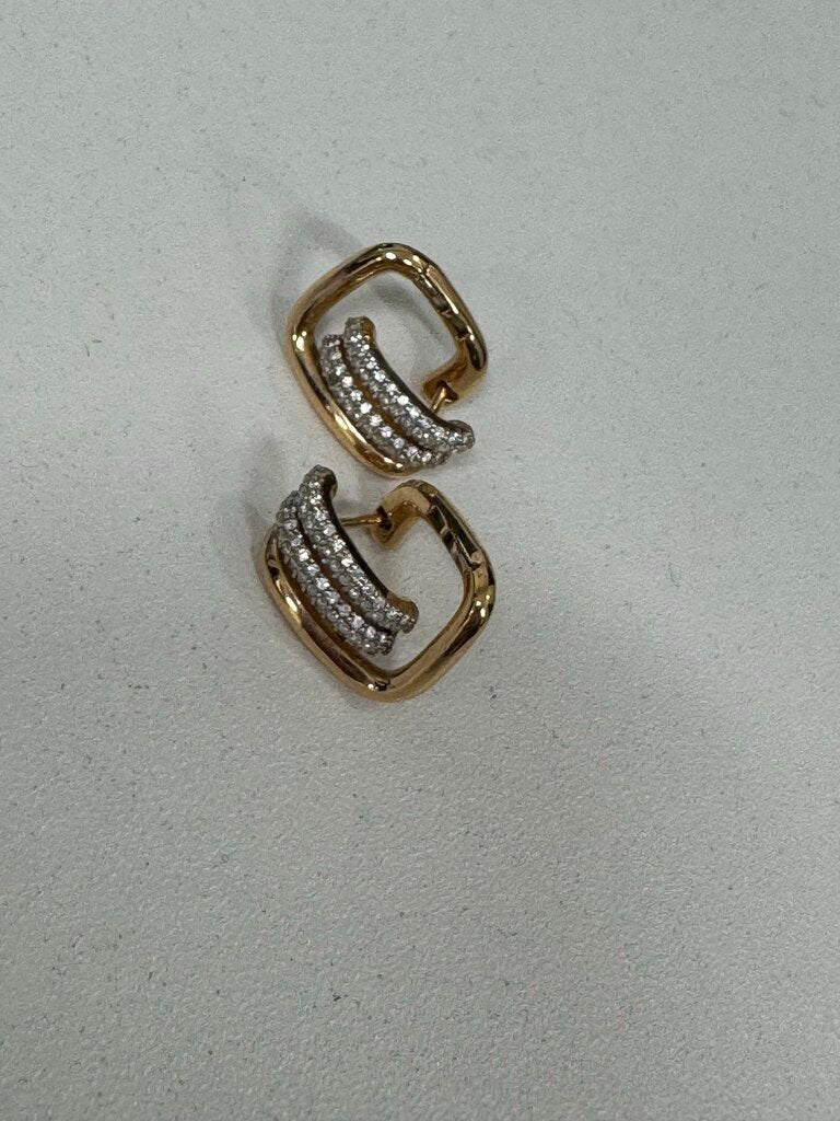 18k Rose Gold Diamond Coil Huggie Earrings