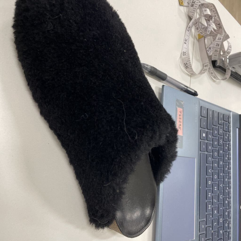 Black Shearling Mules
