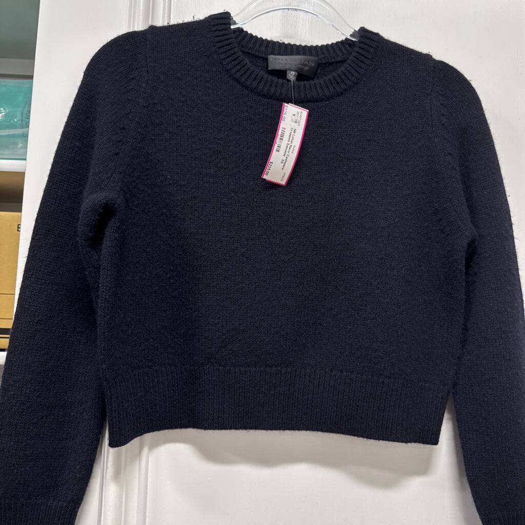 Navy Cashmere Cropped Sweater