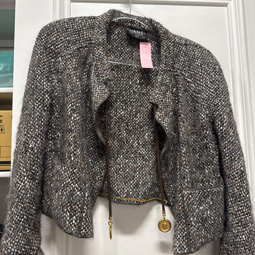 1993 Grey Speckled Tweed Coin Tassle Jacket