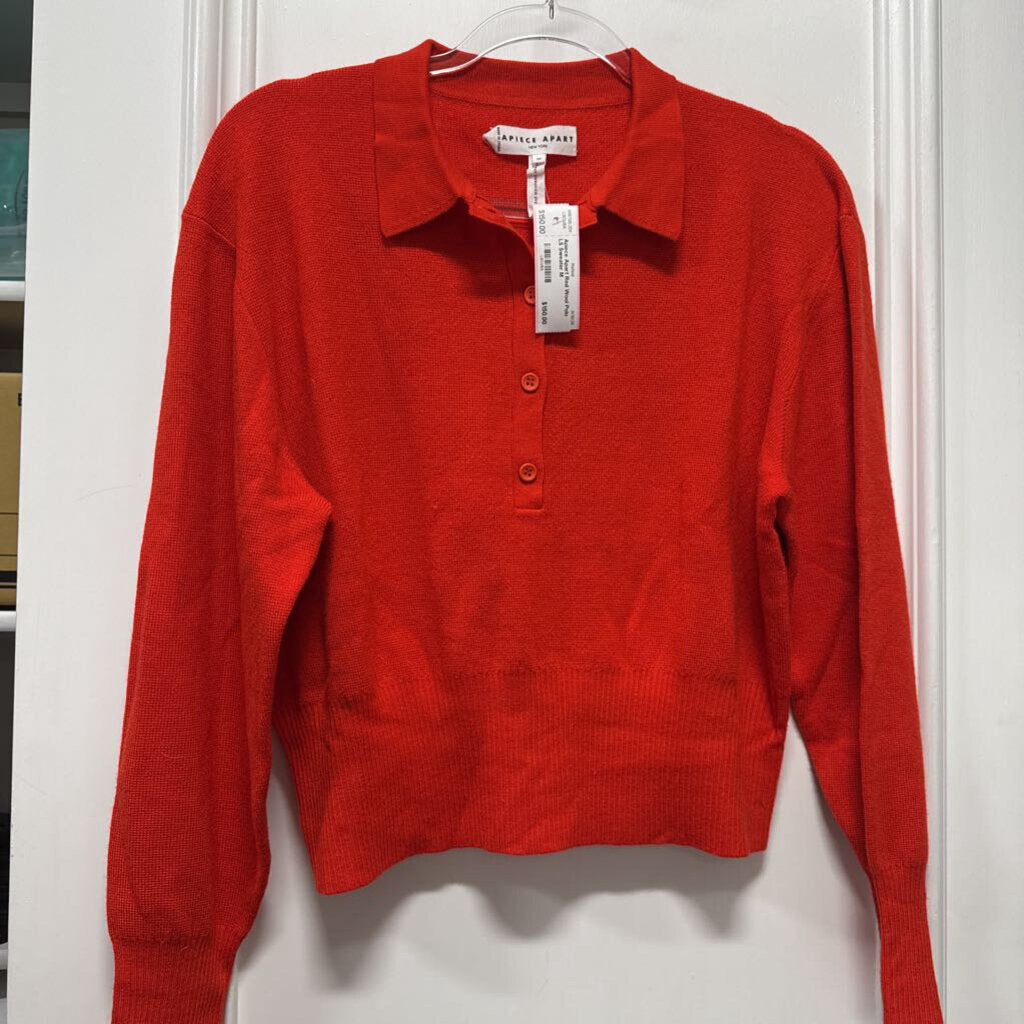 Red Wool Polo LS Sweater