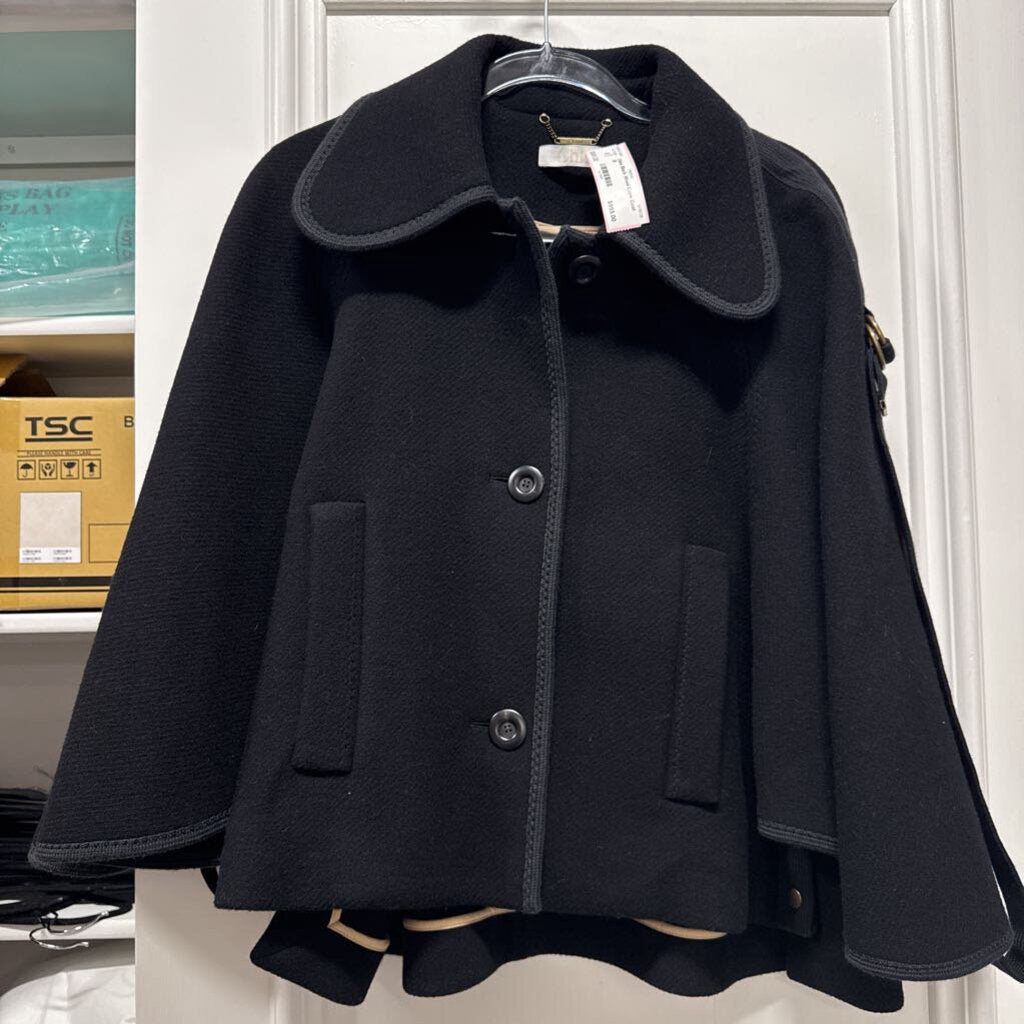 Black Wool Cape Coat