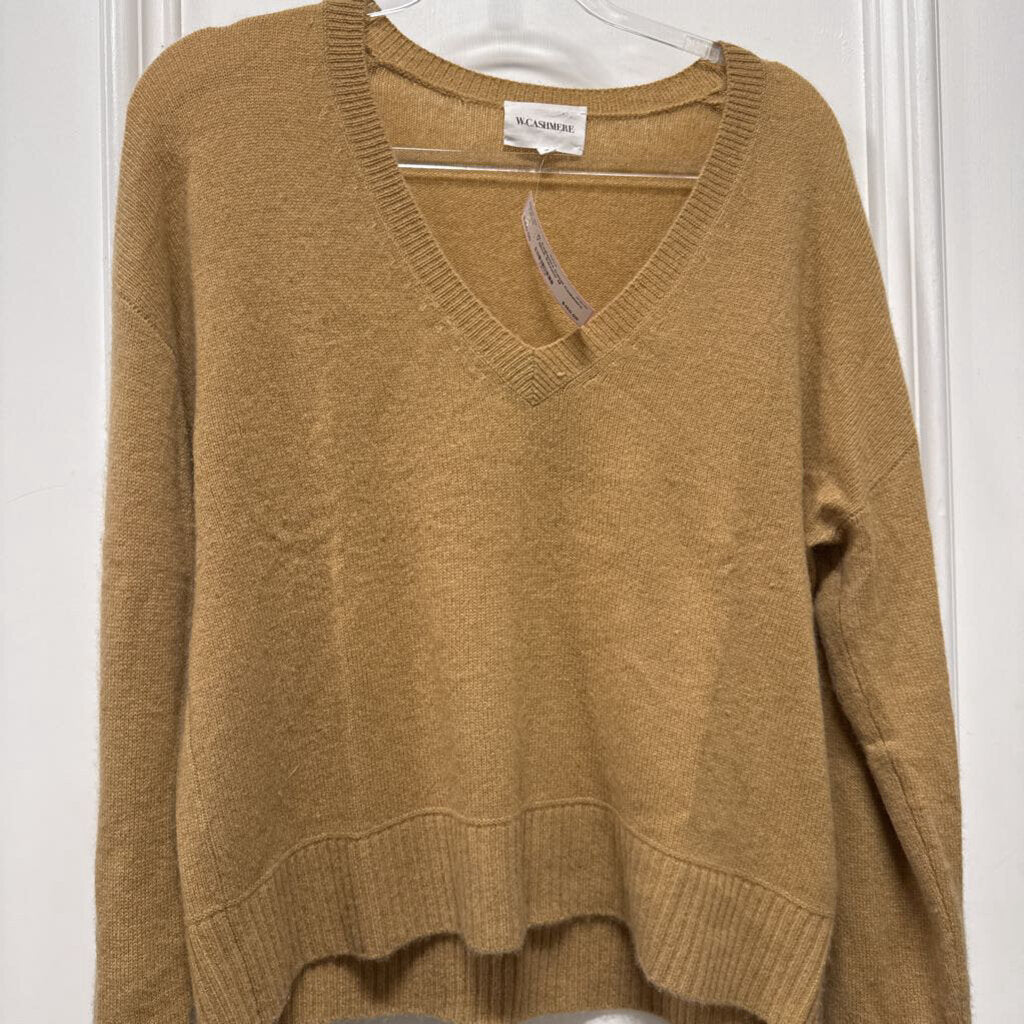 Camel Cashmere V Neck Sweater