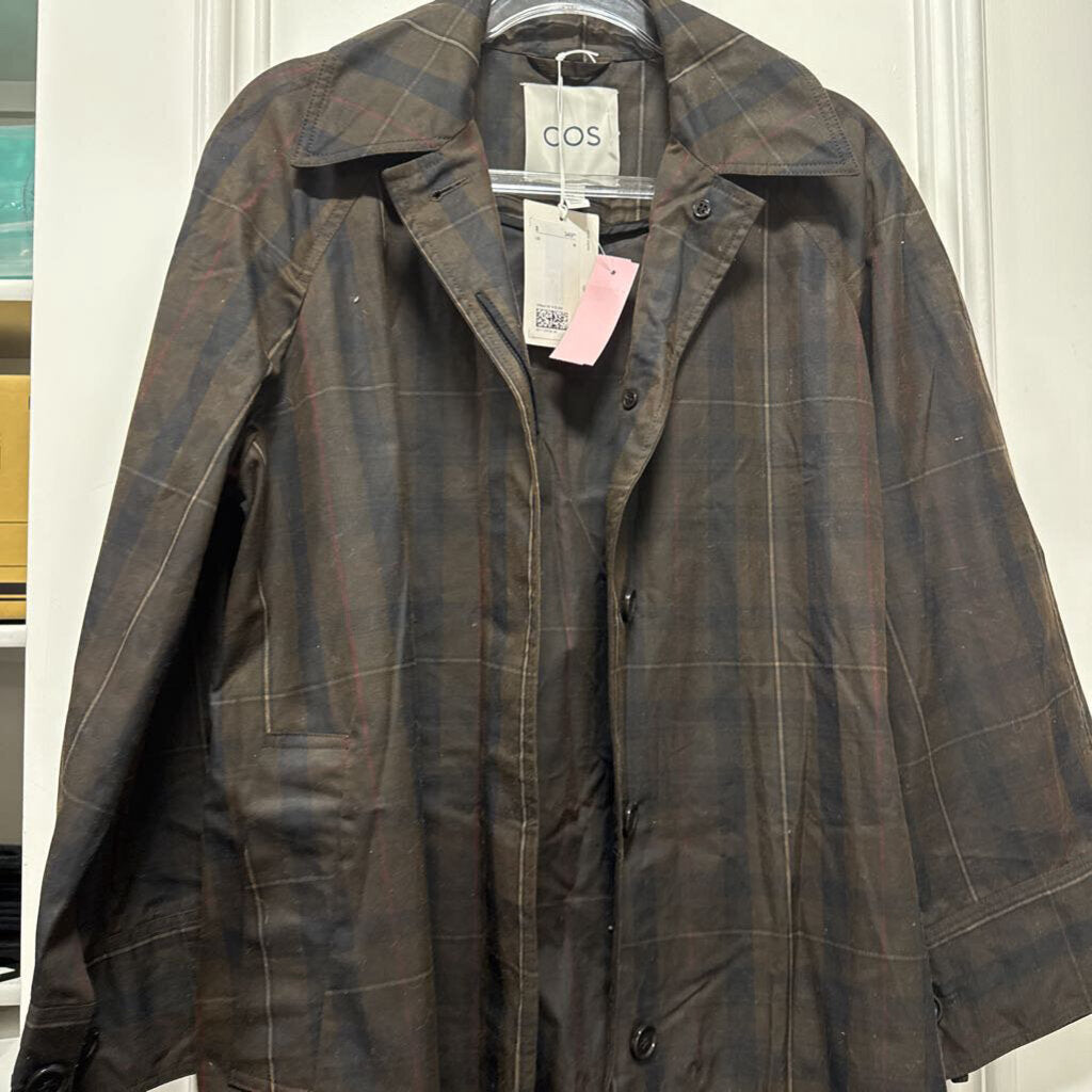 Brown Cotton Plaid Trench Coat (NWT)