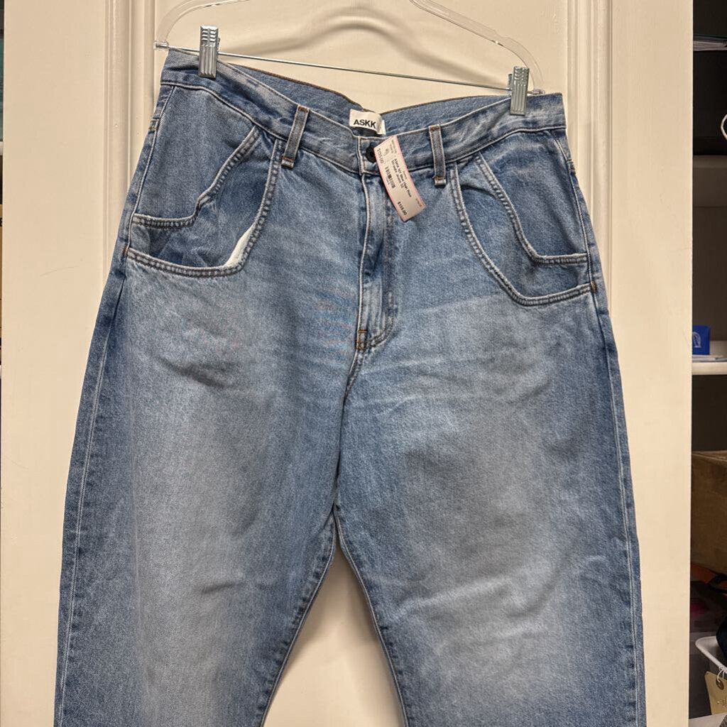 Blue High Rise Straight Jeans