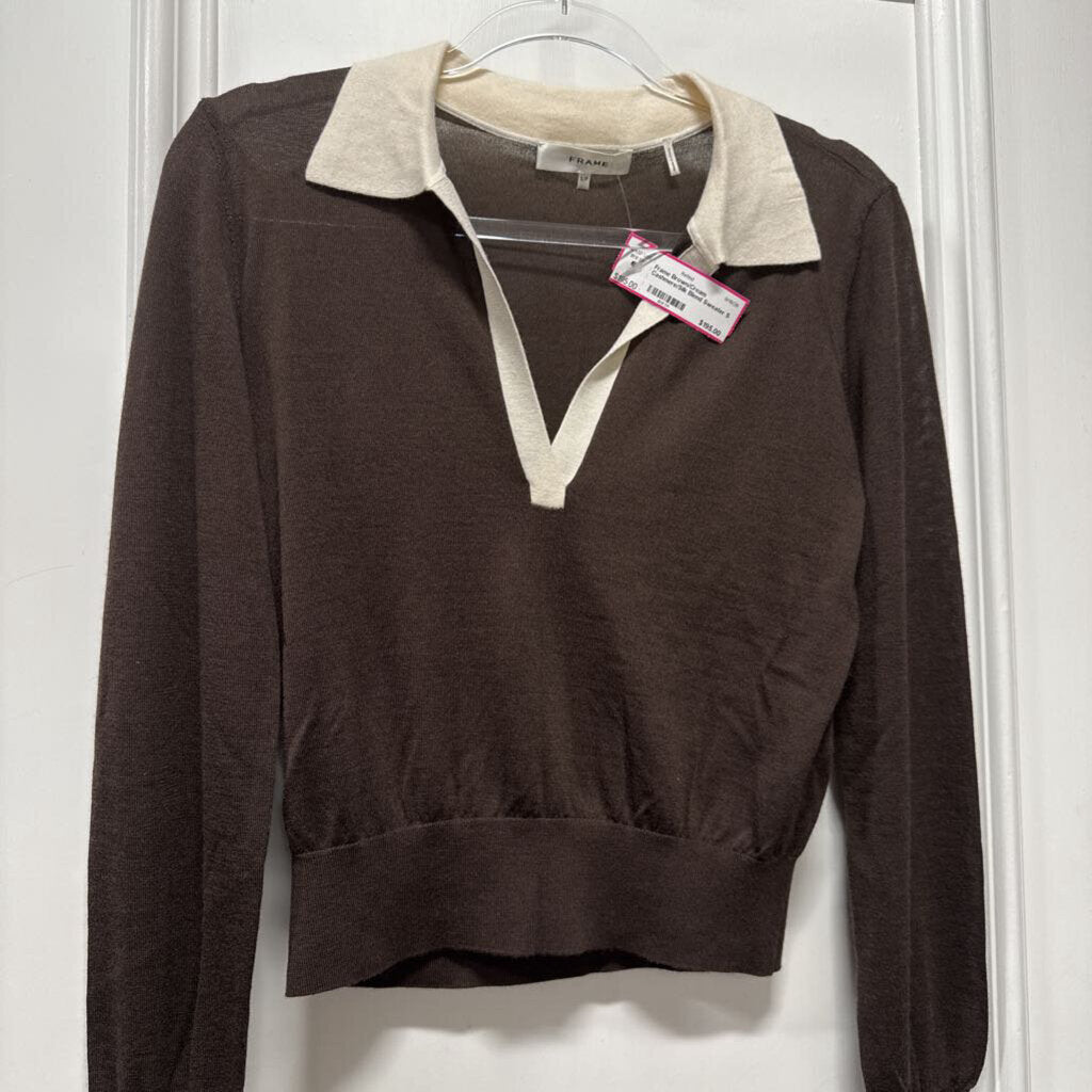 Brown/Cream Cashmere/Silk Blend Sweater