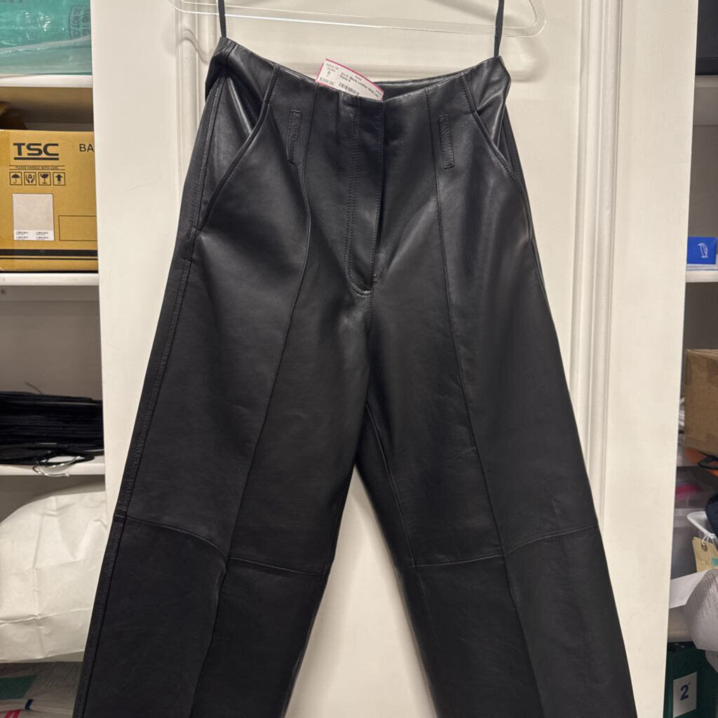 Black Leather Wide Leg Pants