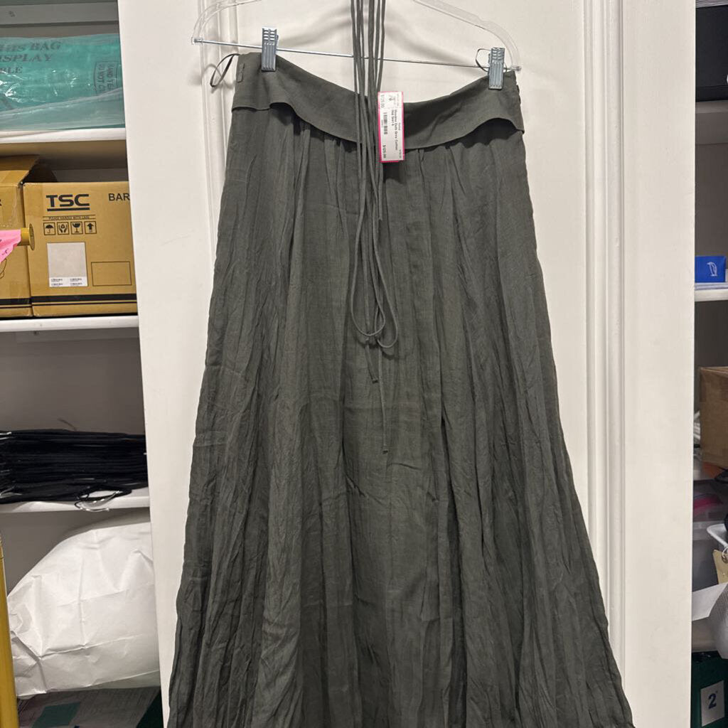 Grey Cotton Midi Skirt