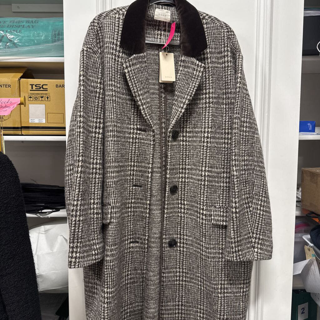 Brown Wool Houndstooth Coat (NWT 798)