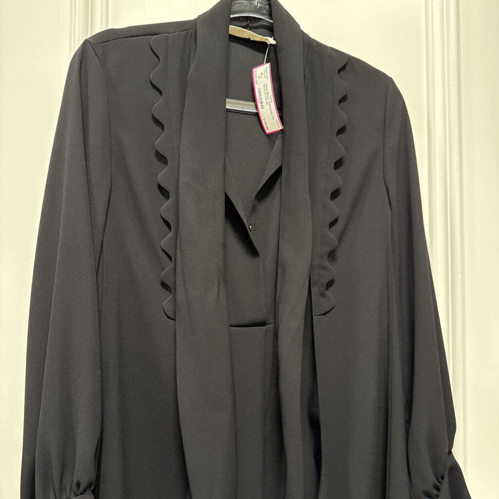Black Triacetate Tie Neck Dress