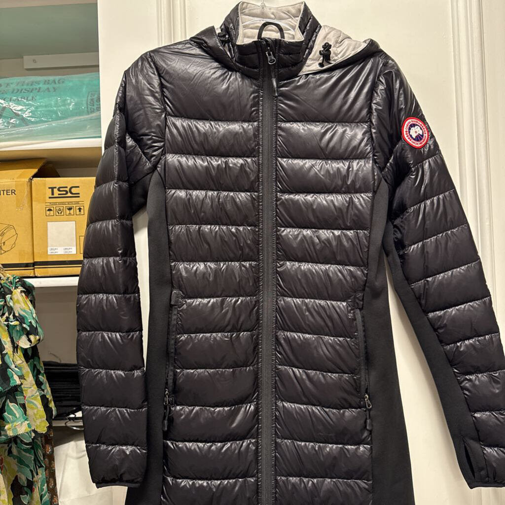 Black Nylon Long Lightweight Puffer Coat